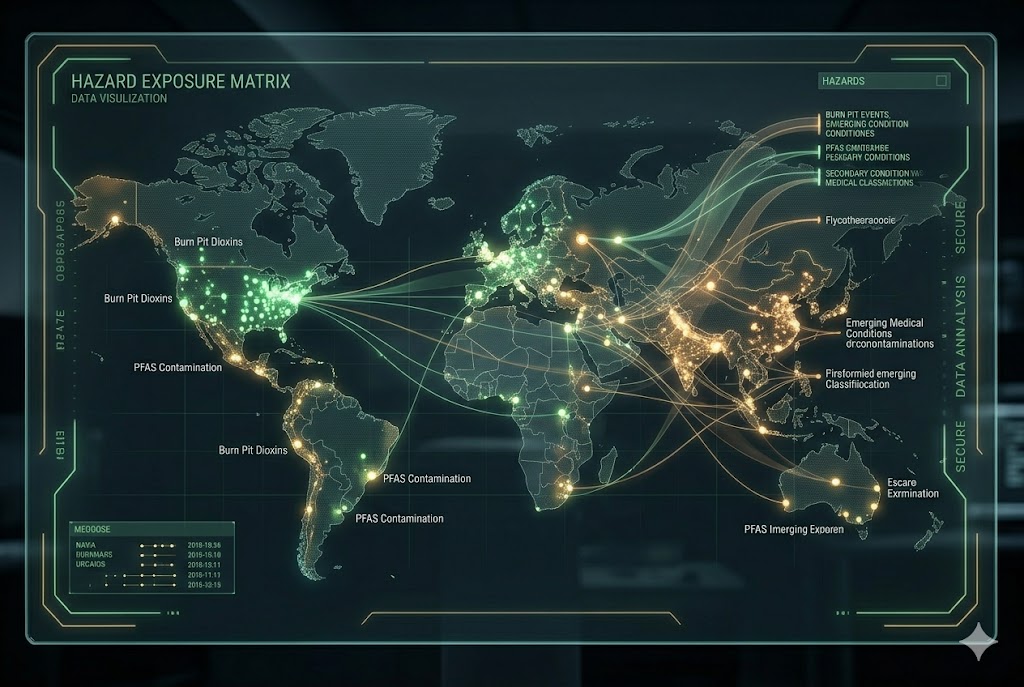 Global hazard exposure matrix map